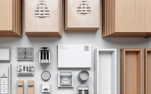 Neatly organized flat-pack kitchen components ready for assembly.